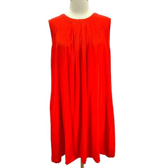 Masai Women's Pleated Harper Tunic Mini Shift Dress Red Sleeveless Small NWT - Picture 2 of 9